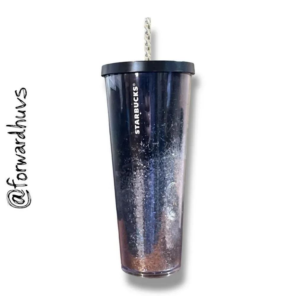 2019 Black and Glittering Silver Venti 24 Ounce Tumbler With Replacement Straw